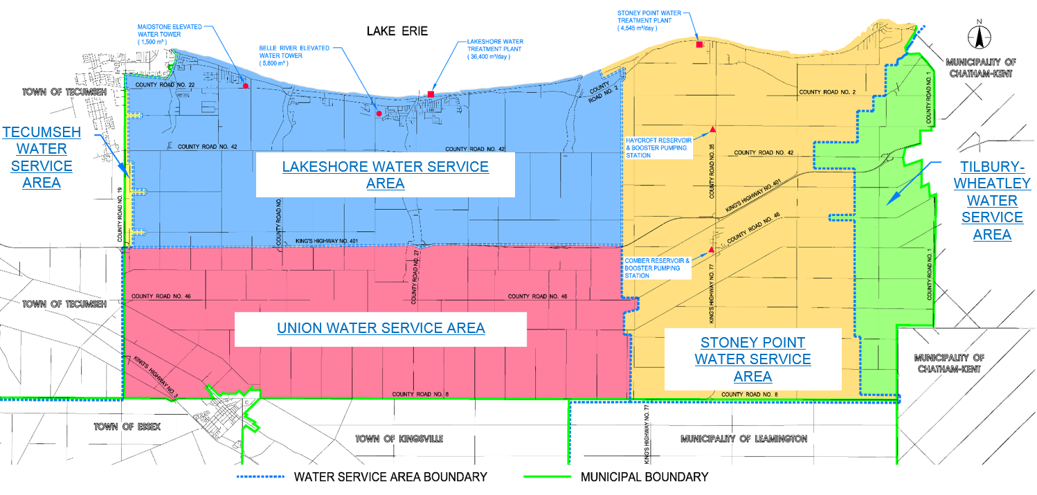 Map of Lakeshore Water Service Areas
